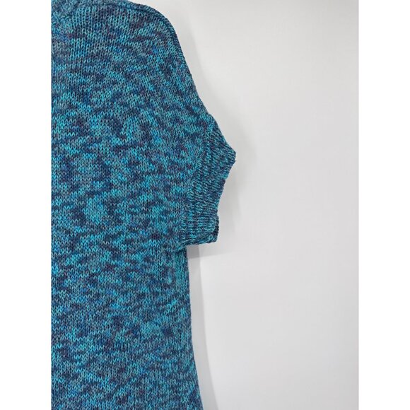 Coldwater Creek Womens sweater Short Sleeve Blue Cardigan Size large Cotton - Picture 4 of 5